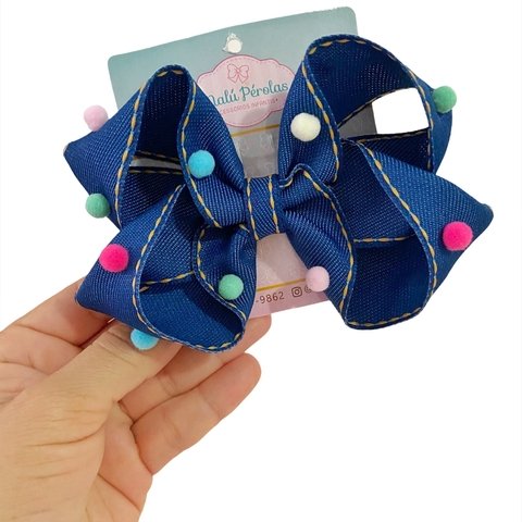 Laço Jeans pompom