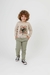 Sweater Tricot Mini Lord Urso Bege com Verde