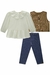 Conjunto Infanti Trio de Colete com Bata e Calça Legging - comprar online