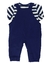 Jardineira Grow Up Com Body Marinho Listrado - comprar online
