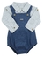 Jardineira Grow Up Com Body Camisa Voyage Azul