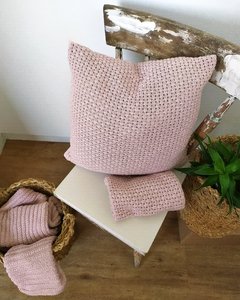Capa de Almofada de Tricot Rosé - Casa de Domingo