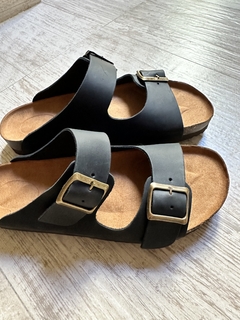 Sandalias de cuero tipo Birken 2 tiras color Negro - comprar online