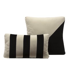 Almohadón STRIPES cuadrado - ivory y negro. - Galeria Ensemble