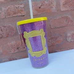 Imagen de Vaso Alto Yellow Frame Glitter Friends