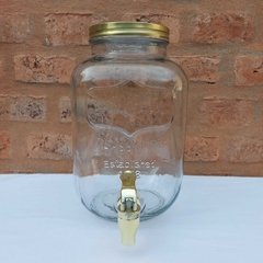 DISPENSER DE VIDRIO C/ TAPA Y CANILLA DORADAS YORKSHIRE