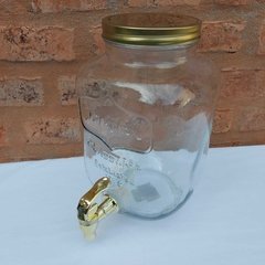 DISPENSER DE VIDRIO C/ TAPA Y CANILLA DORADAS YORKSHIRE en internet