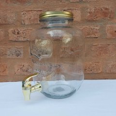 DISPENSER DE VIDRIO C/ TAPA Y CANILLA DORADAS YORKSHIRE - comprar online