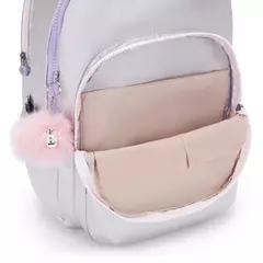 MOCHILA KIPLING SEOUL XL SILVER GLOW METALIZADA - loja online