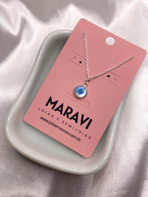 Colar olho grego tradicional em prata 925