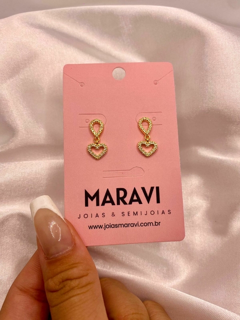 Brinco pingente coração Banhado a ouro18K