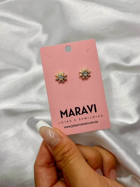 Brinco flor ponto de luz Banhado a ouro18K