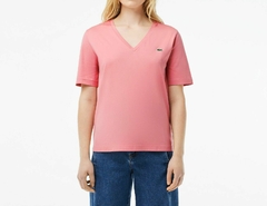 REMERA DE MUJER DE ALGODÓN PIMA CON CUELLO DE PICO LACOSTE - TF 0899 - QDS en internet