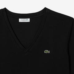 REMERA DE MUJER DE ALGODÓN PIMA CON CUELLO DE PICO LACOSTE - TF 0899 - 031 - comprar online