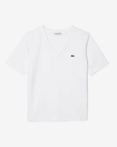 REMERA DE MUJER DE ALGODÓN PIMA CON CUELLO DE PICO LACOSTE - TF 0899 - 001