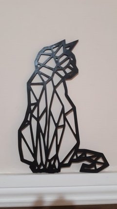 Animal Lobo Geométrico Madera Fibroplus Negro 67cm X 44 Cm - Servifot Digital
