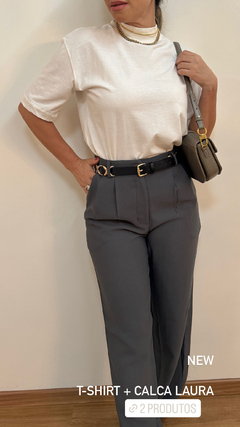 Calça Reta Laura Cinza - comprar online