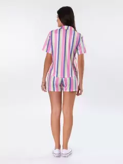 Pijama Cropped Americano Sintonia Listrado na internet