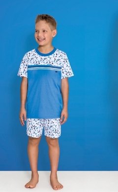 Pijama Meia Manga Azul
