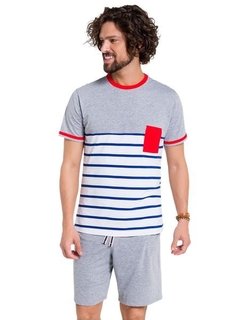 Pijama Manga Curta Masculino Listrado