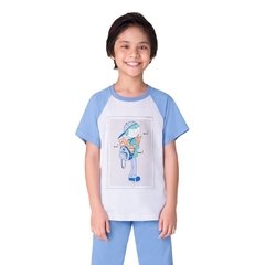 Pijama Manga Curta Com Calça Infantil Masculino Eddie Adventures