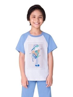 Pijama Manga Curta Com Calça Infantil Masculino Eddie Adventures - comprar online
