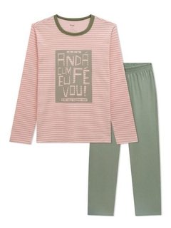 Pijama Manga Longa Com Listras Cordel - Andá Cum Fé