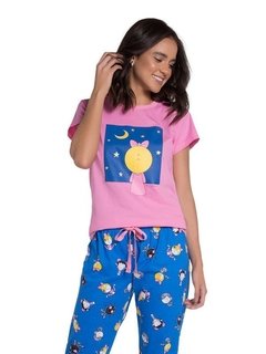 Pijama Manga Curta com calça Bia Estrelar - comprar online