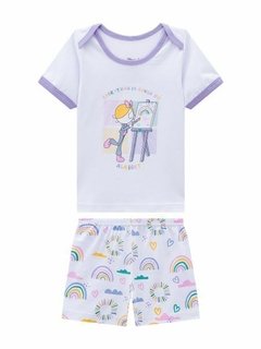 Pijama Manga Curta Bebê Bia Rainbow - MARA Homewear
