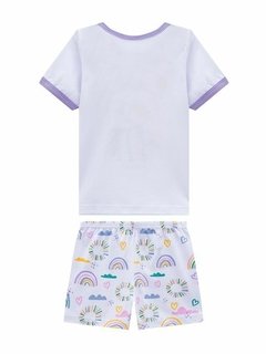 Pijama Manga Curta Bebê Bia Rainbow na internet