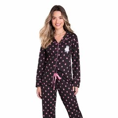 Pijama Manga Longa Americano Black and Pink na internet