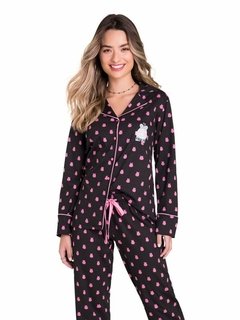 Pijama Manga Longa Americano Black and Pink - comprar online