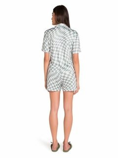 Pijama Manga Curta Cropped Americano Geométrico - MARA Homewear