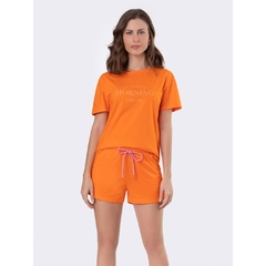 Pijama Manga Curta Color Laranja - comprar online