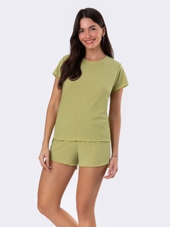 Pijama Manga Curta Liso Verde
