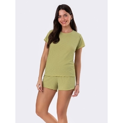 Pijama Manga Curta Liso Verde - comprar online