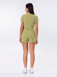 Pijama Manga Curta Liso Verde - MARA Homewear