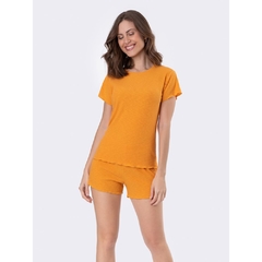 Pijama Manga Curta Liso Laranja - comprar online