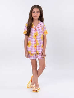Pijama Manga Curta Americano Infantil Flowers - comprar online