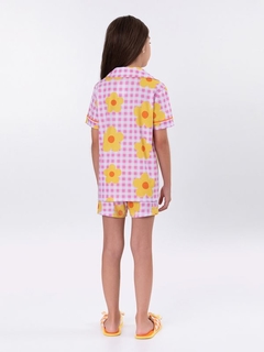 Pijama Manga Curta Americano Infantil Flowers na internet