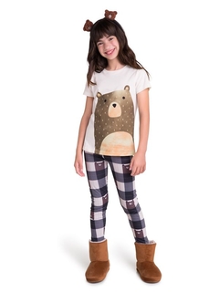 Pijama Manga Curta com Legging Infantil Love Bears