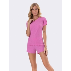 Pijama Manga Curta Liso Rosa - comprar online