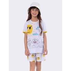 Pijama Manga Curta Infantil com Kit de Canetinhas na internet
