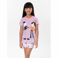 Pijama Manga Curta Infantil Orange and Black TDB