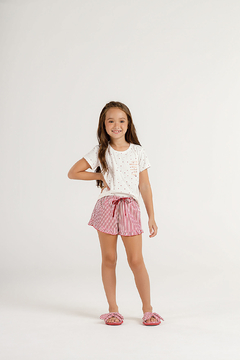 Pijama Feminino Infantil Manga Curta com Shorts - comprar online