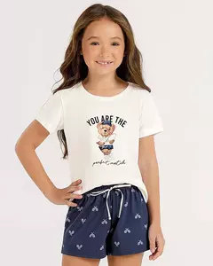 Pijama Feminino Infantil Manga Curta com Shorts 2050060