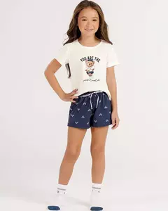Pijama Feminino Infantil Manga Curta com Shorts 2050060 - comprar online