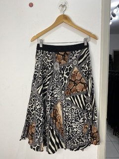 SAIA MIDI PLISSADA ANIMAL PRINT (M) - Pimenta Cereja Brechó