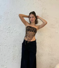 TOP TUL ASIMÉTRICO ANIMAL PRINT