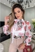 Body Tule floral manga longa na internet